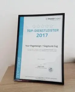 Zertifikat "Top-Dienstleister 2017" für Your-Pagedesign.